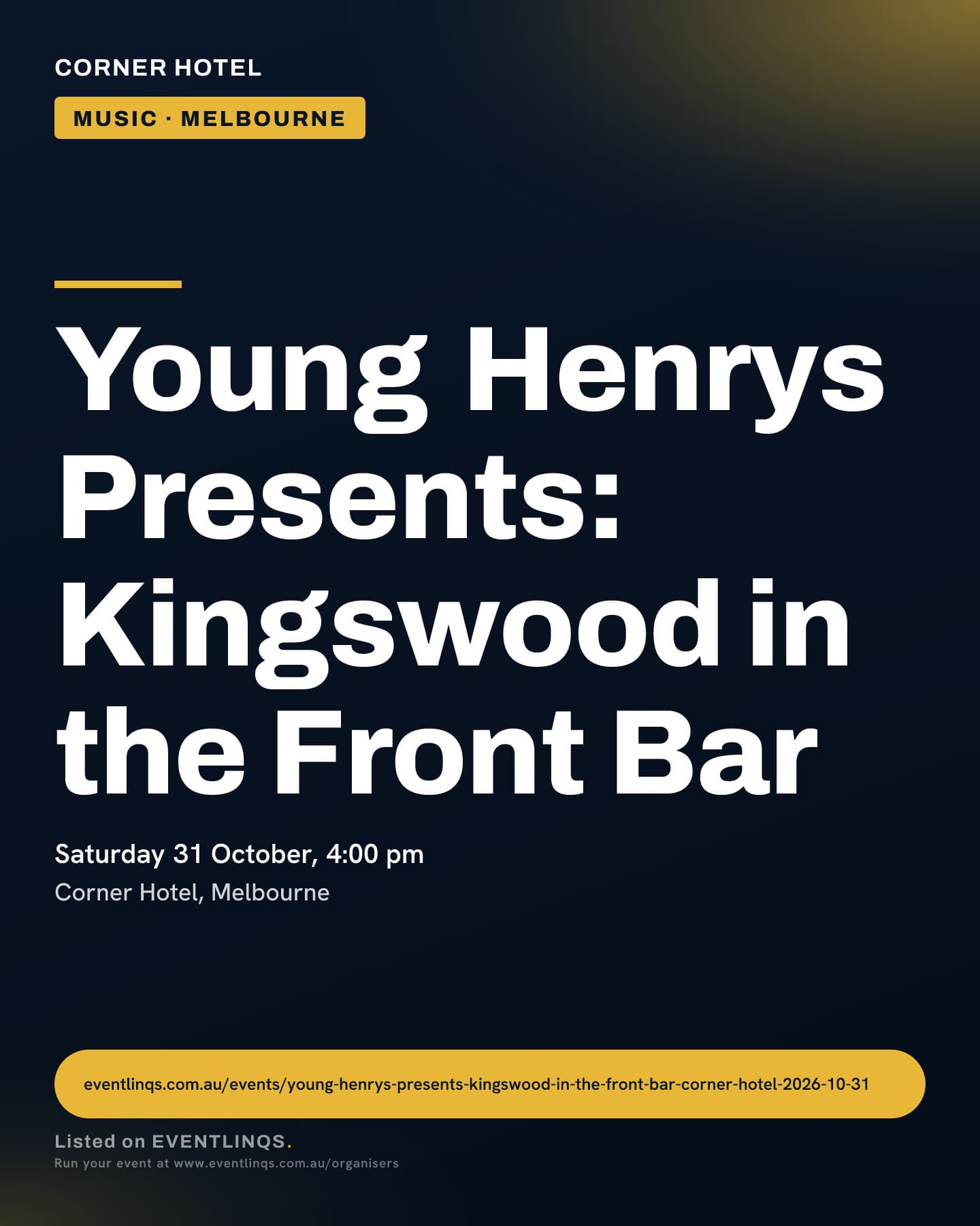 Young Henrys Presents: Kingswood in the Front Bar